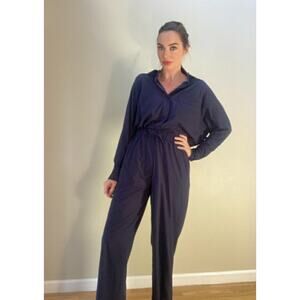 Carbon38 Luxury Lounge Set Sleepwear Long Sleeve Navy Pants & Top with tag Sz  M
